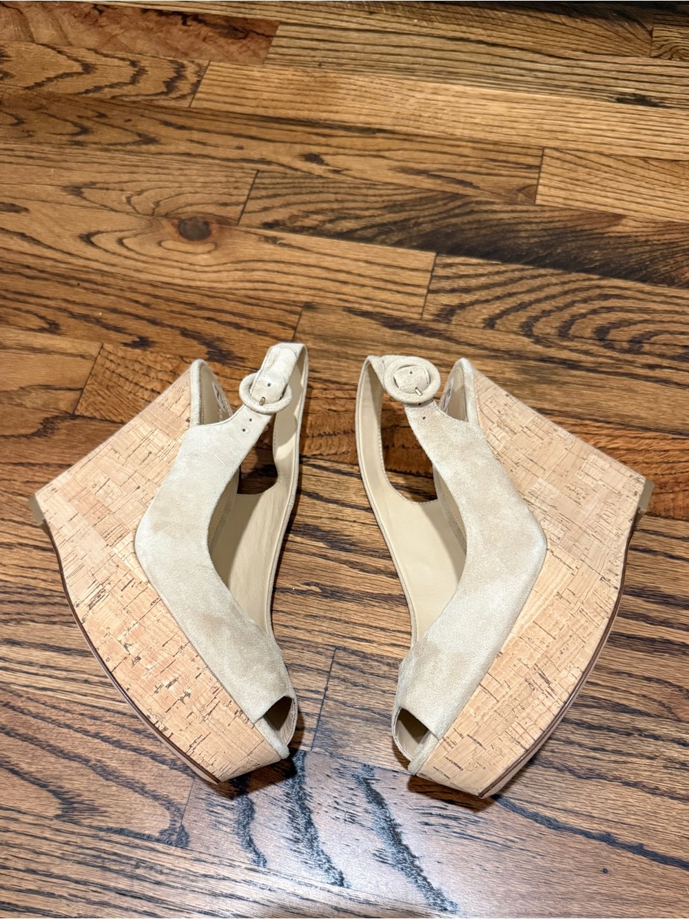 Veronica Beard Dali Suede Peep Toe Wedge Sandal 7.5 - Picture 4 of 11